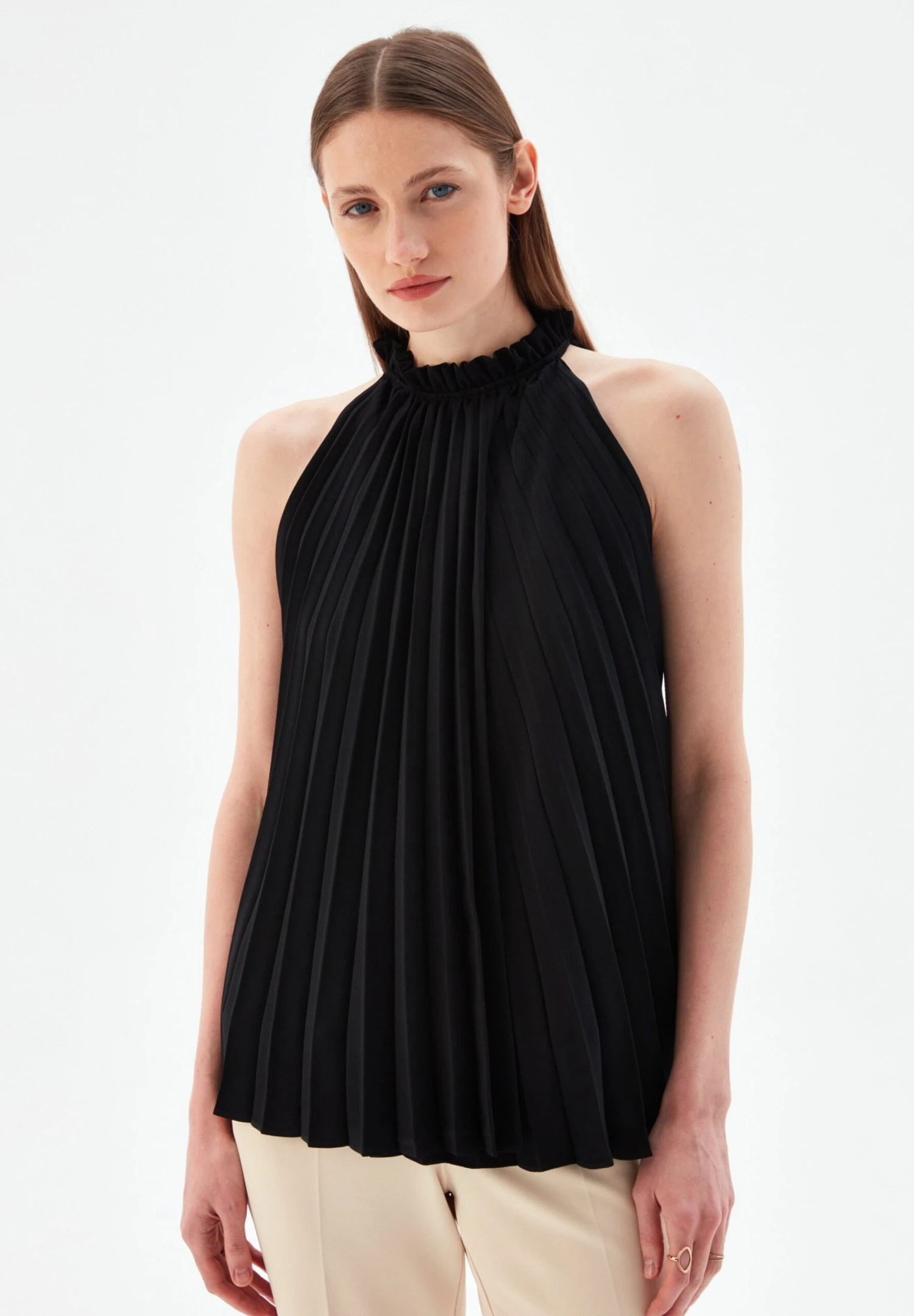Halter Neck Pleated - Blusa - Black