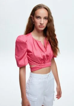 Elastic Waist Crop - Blusa - Pink