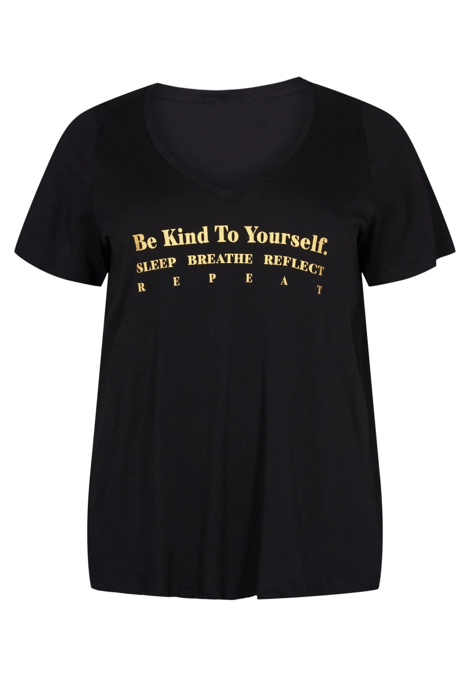 Zizzi Aus Mit Print - Camiseta De Pijama - Black W Be - Imagen 3