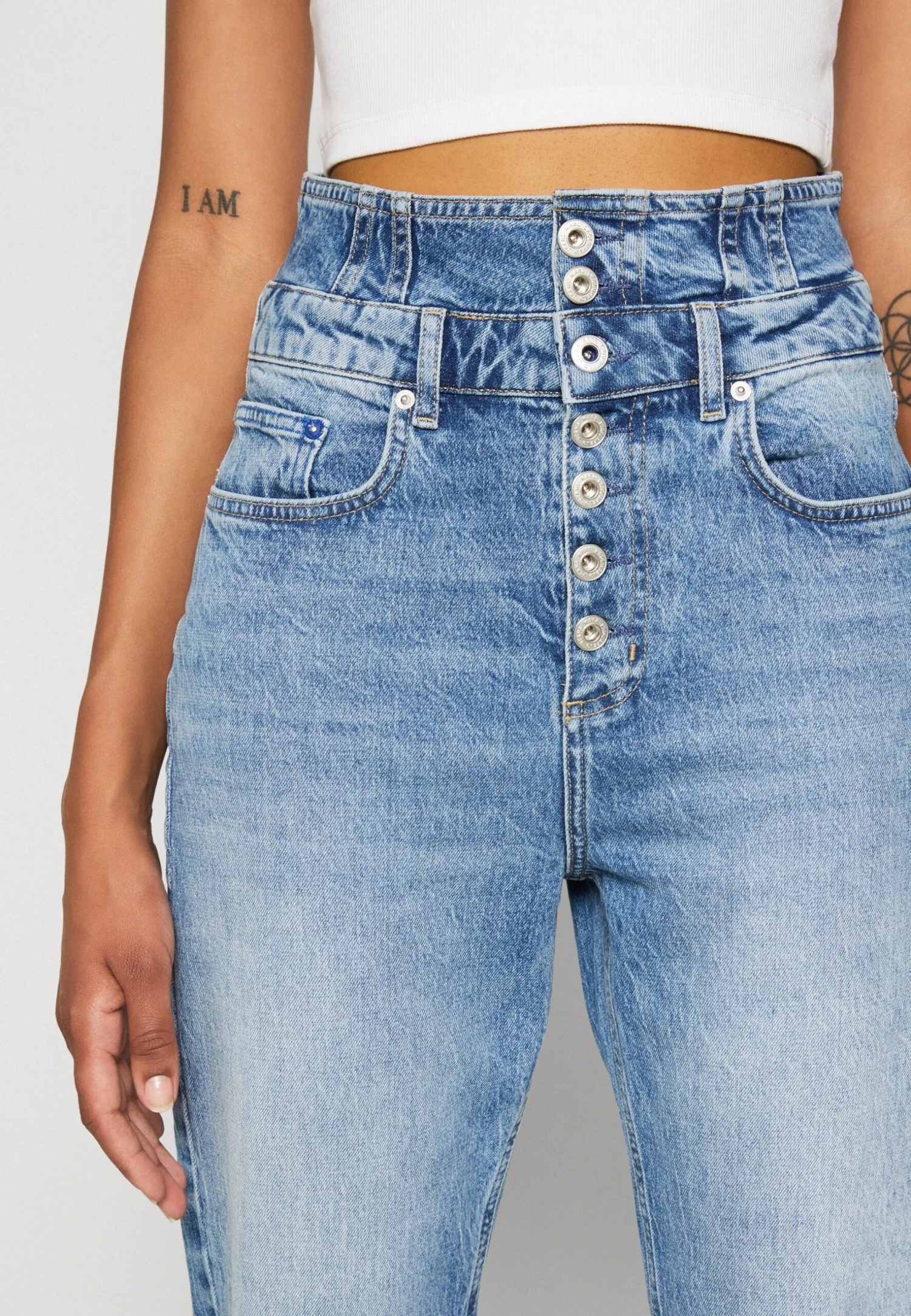 Karl Lagerfeld Jeans Waistband - Vaqueros Rectos - Vintage Visual Dark Blue - Imagen 6