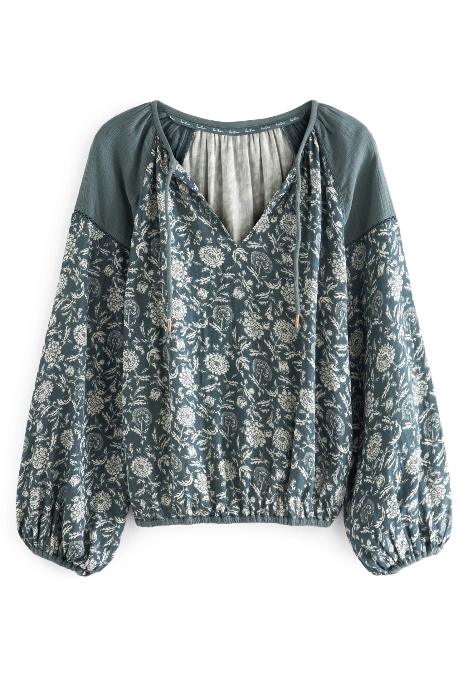 Next Crinkle Bubble Hem Long Sleeve Standard - Blusa - Green - Imagen 6