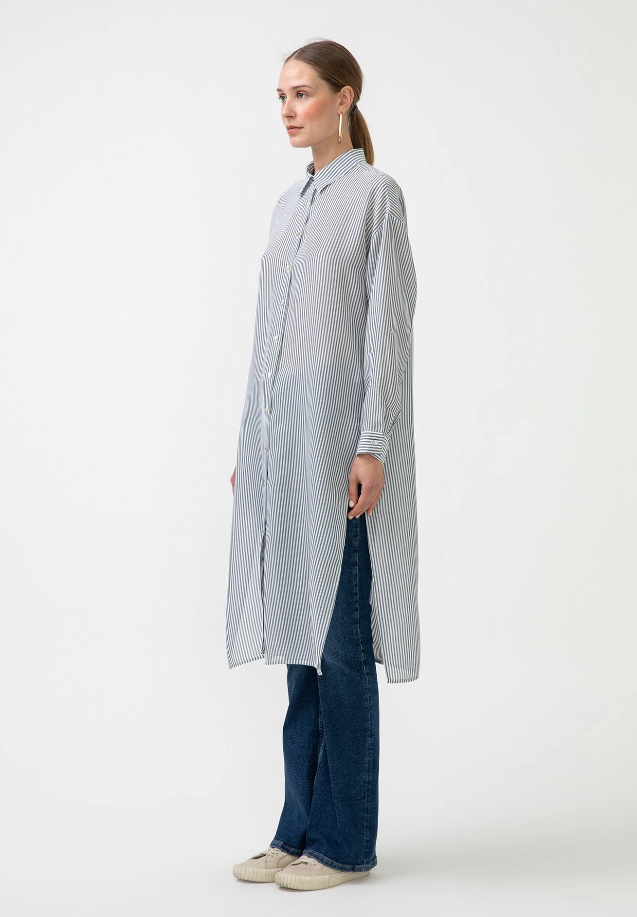 Striped Tunic With Slit - Túnica - Dark Blue - Imagen 3