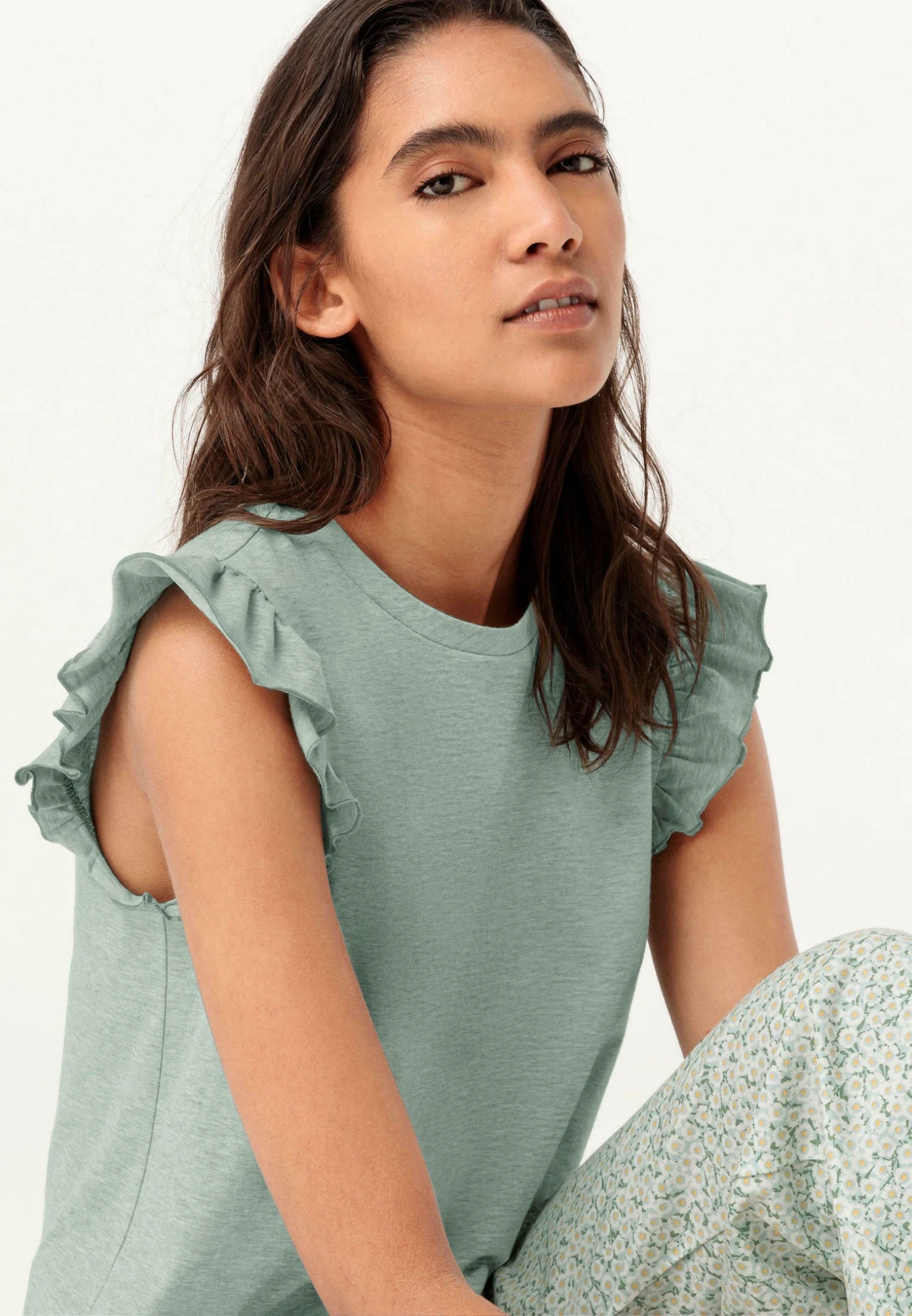 Kurzarm - Camiseta De Pijama - Salbei - Imagen 2