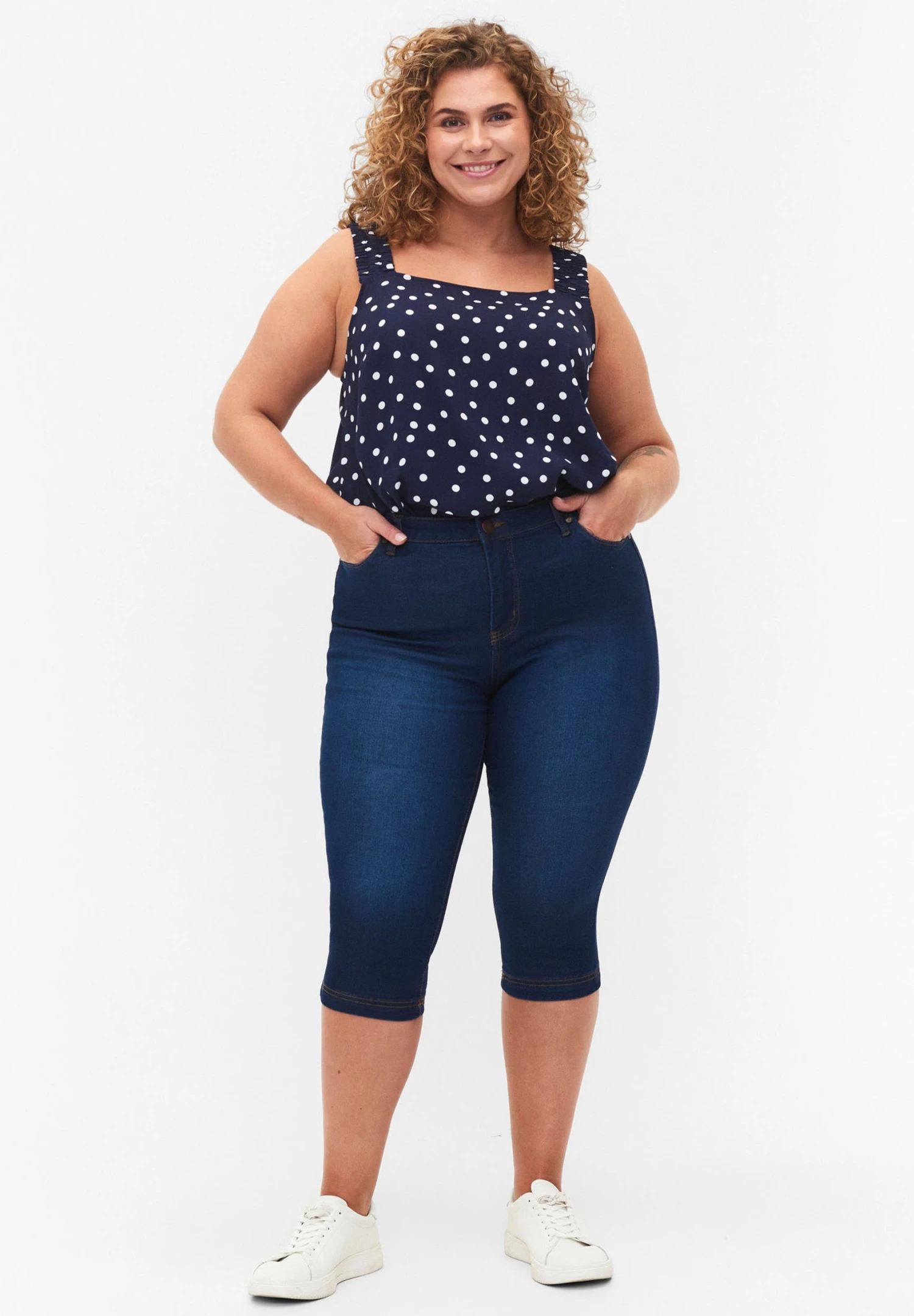 Zizzi High Waisted Amy CapriWith Super - Shorts Vaqueros - Blue Denim - Imagen 2