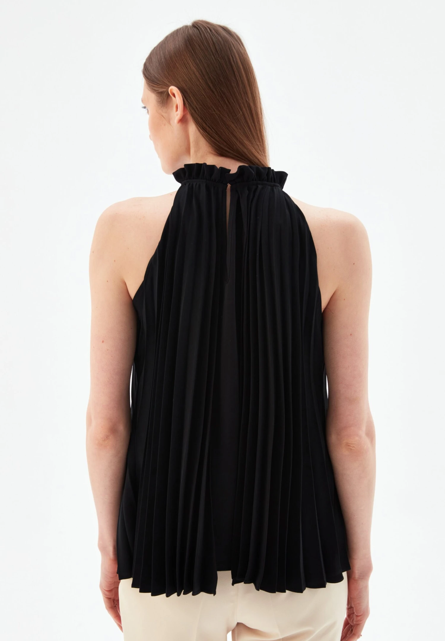 Halter Neck Pleated - Blusa - Black - Imagen 3