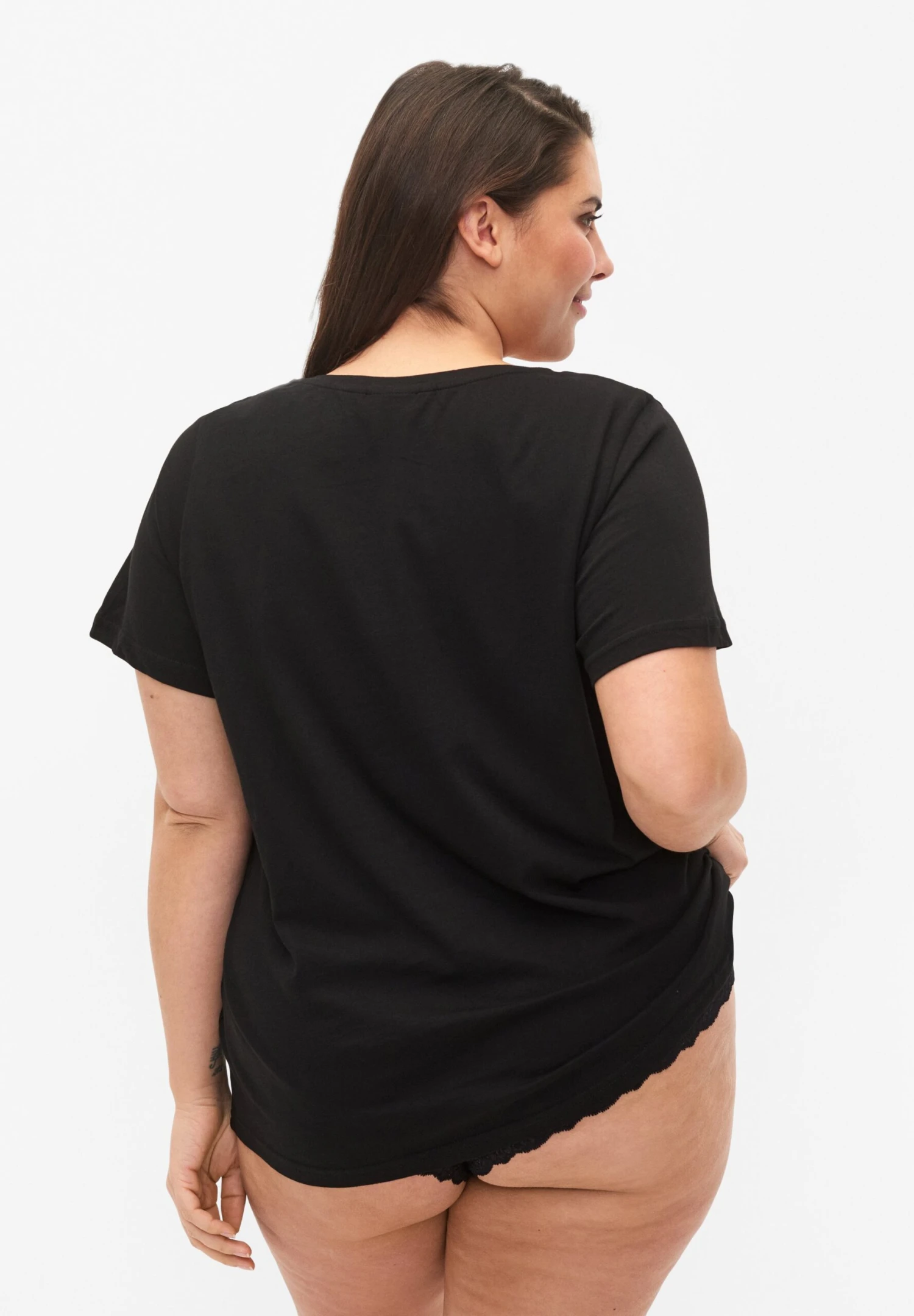 Zizzi Aus Mit Print - Camiseta De Pijama - Black W Be - Imagen 2