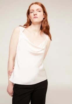 Con Scollo Drappeggiato - Blusa - Bianco