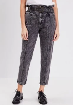 Slouchy Mit Gürtel - Vaqueros Boyfriend - Denim Snow Noir