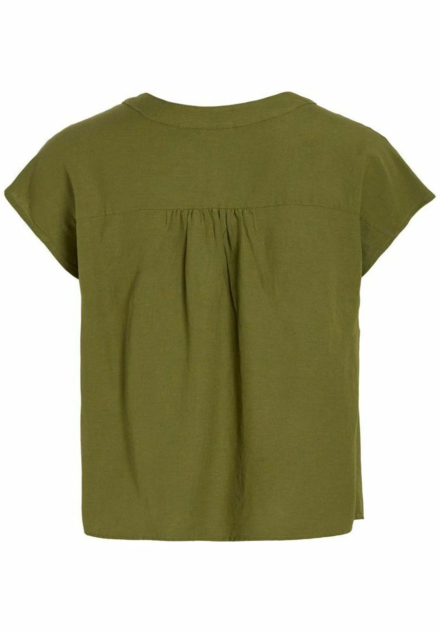 Vila Mit V-Ausschnitt Kurzärmeliges - Blusa - Calliste Green - Imagen 6