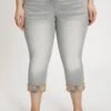 Ulla Popken Avec Imprimé Intérieur - Vaqueros Slim Fit - Gris Beige
