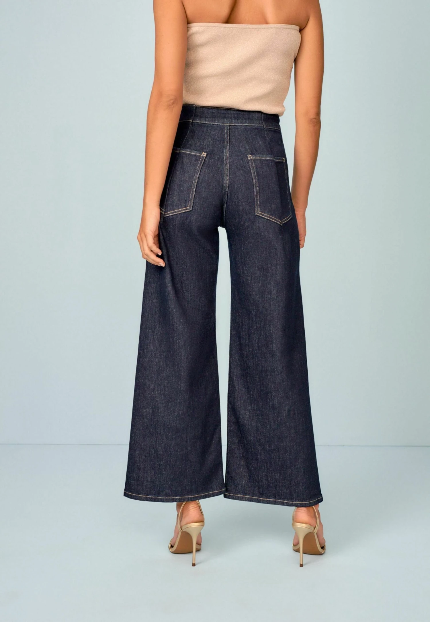 Next Gold Button Detail Smart Standard - Vaqueros A Campana - Blue - Imagen 2