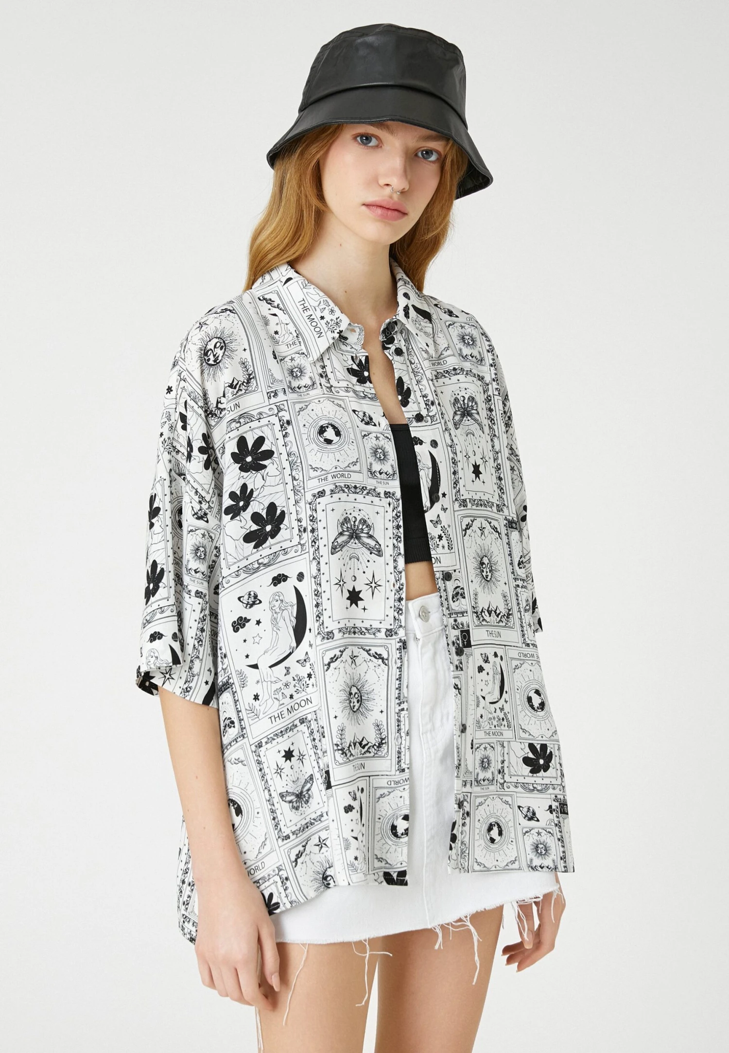 Koton Short Sleeve Relax Fit Printed - Camisa - Ecru