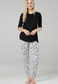 Umstandspyjama Mit Stillfunktion - Pijama - Schwarze Männliche Blüten