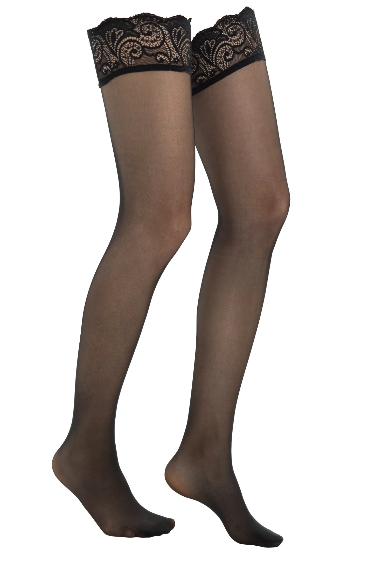 Falke Matt Deluxe 20 Denier Stay Ups Transparent Matt - Calcetines Por Encima De La Rodilla - Black - Imagen 4