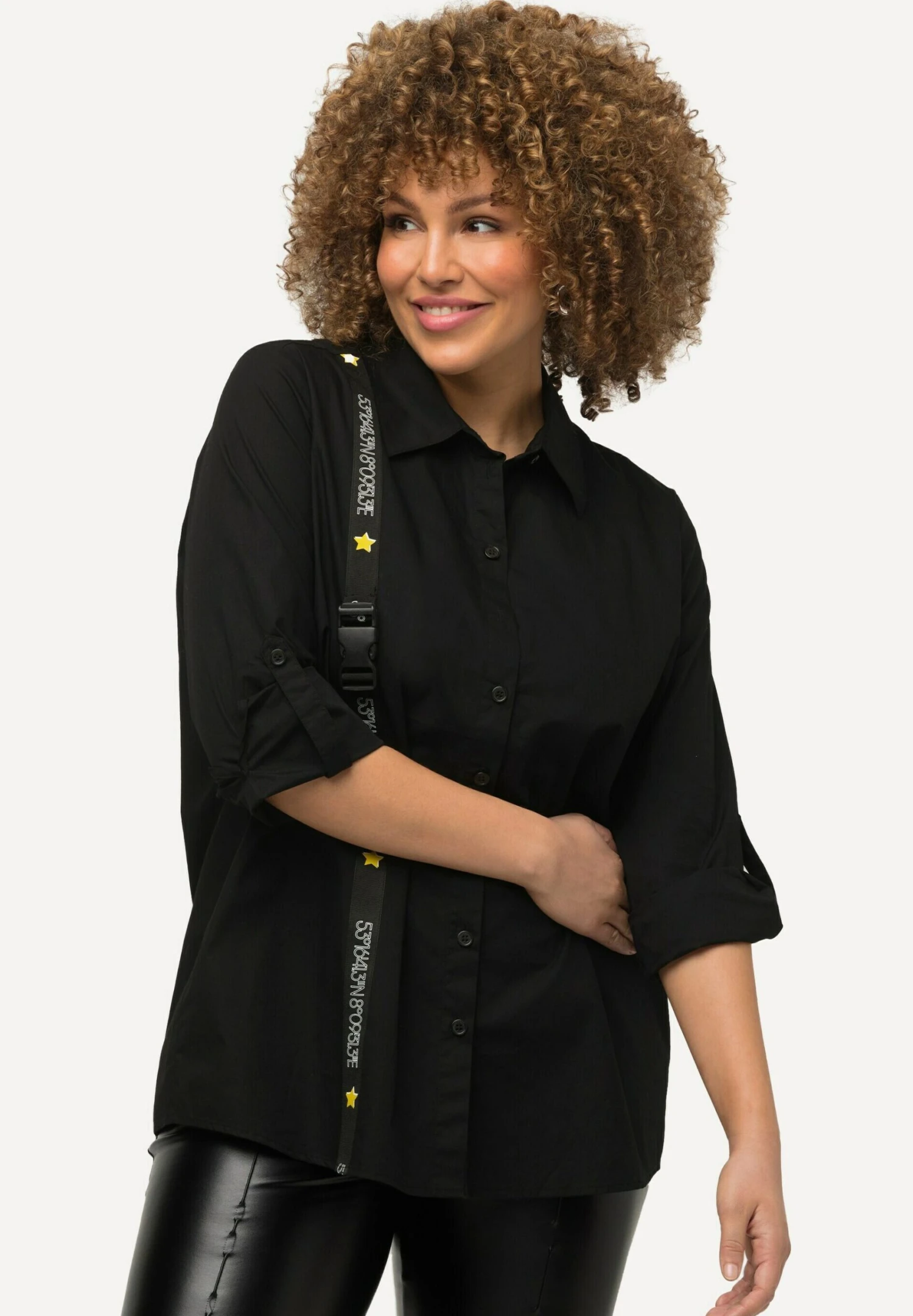 Ulla Popken Ripsband Schnalle Hemdkragen Langarm - Camisa - Schwarz - Imagen 4