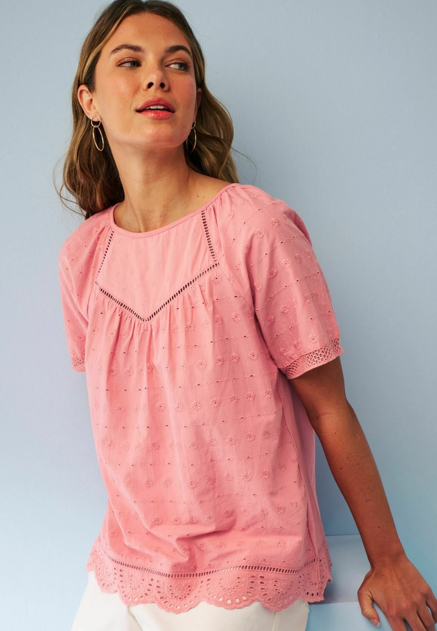 Next Short Sleeve Broderie Petite - Blusa - Blush Pink