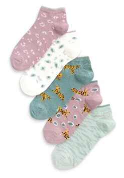 Next 5 Pack - Calcetines Tobilleros - Pink/Green/Leopard Animal