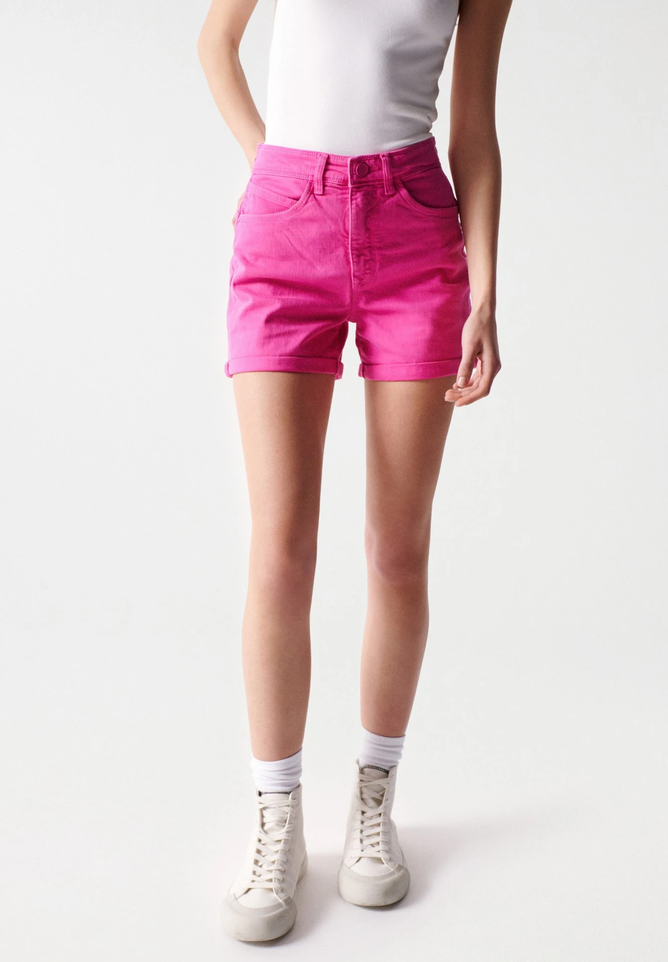 Faith Push In - Shorts Vaqueros - Rosa