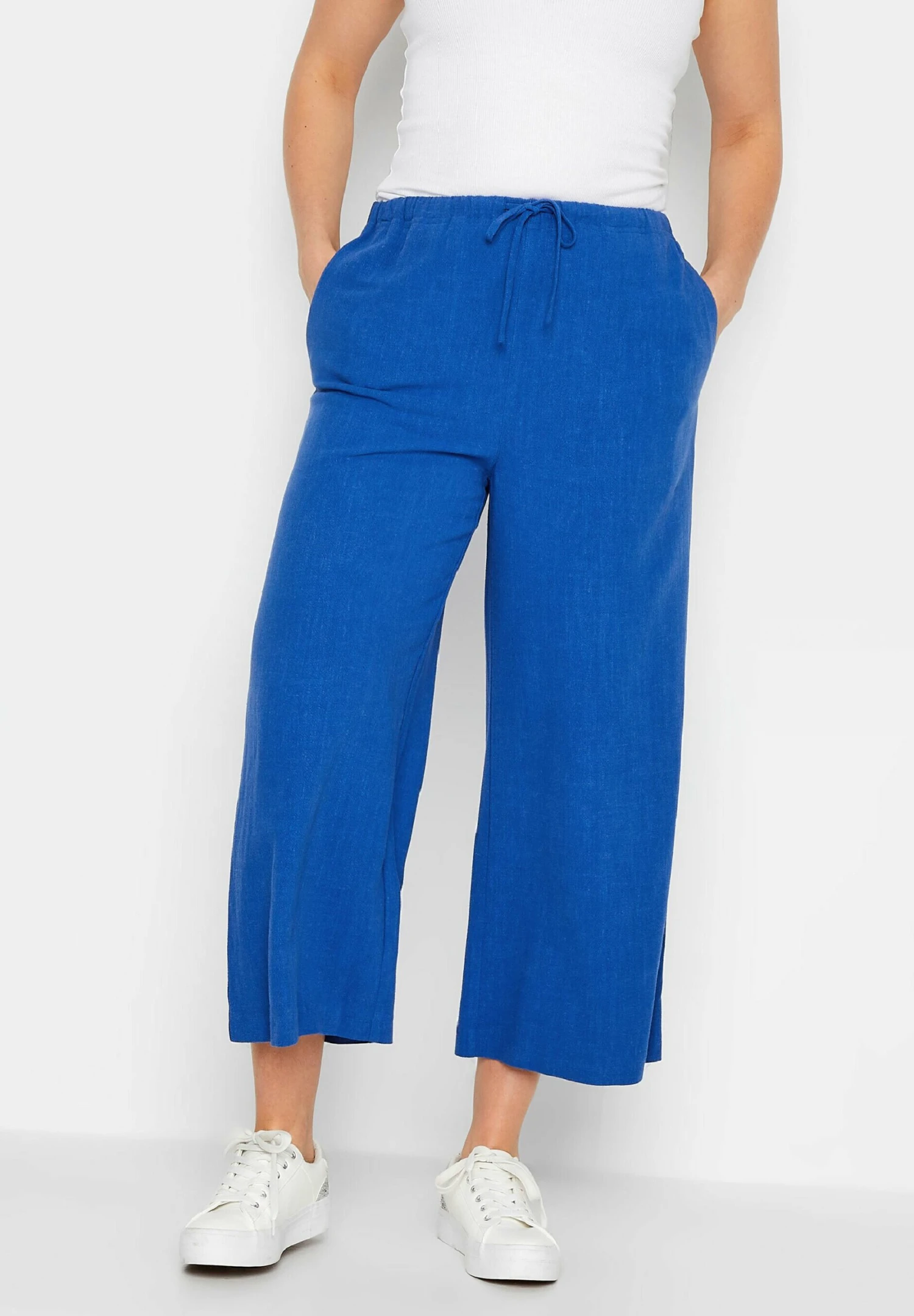 Wide Leg Cropped - Pantalones - Blue