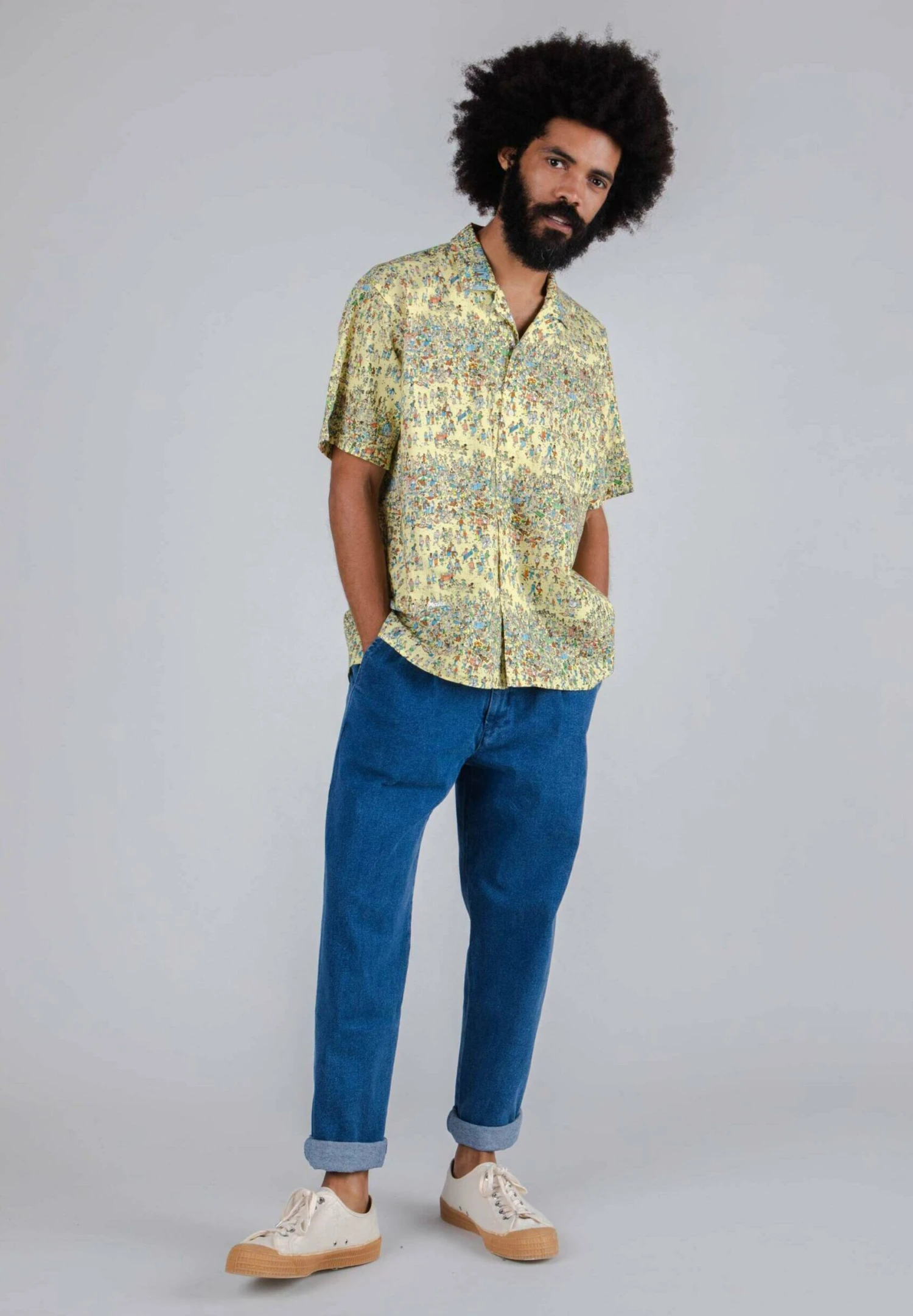 Brava Fabrics Camisa Aloha Where Is Wally On The Beach - Camisa - Yellow