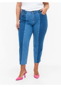 Zizzi Colorblock - Vaqueros Rectos - Blue Denim