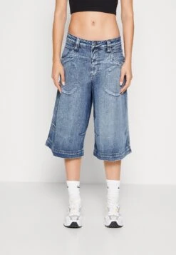 Jaded London Colossus With Topstitch Details - Shorts Vaqueros - Light Blue