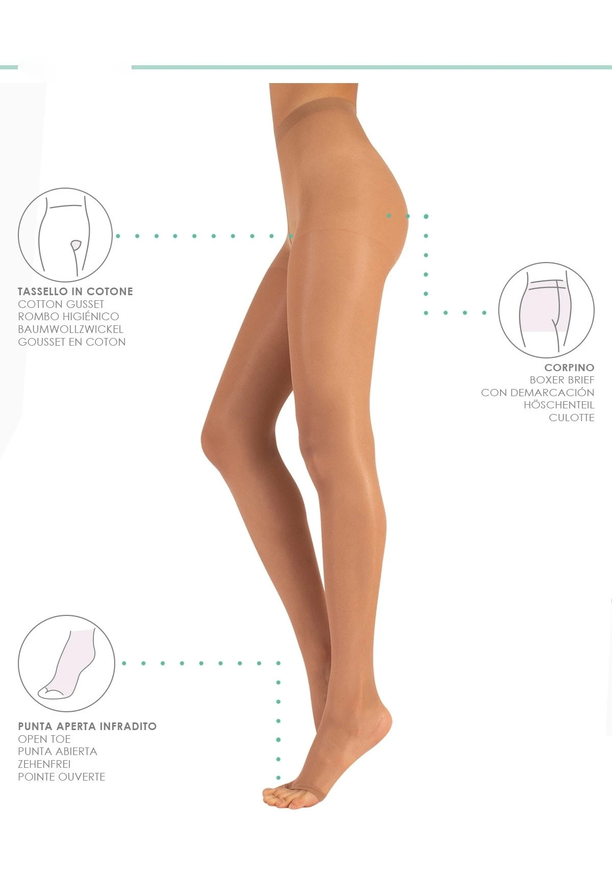 Toeless Tights - 10 Den - Medias - Nude - Imagen 2