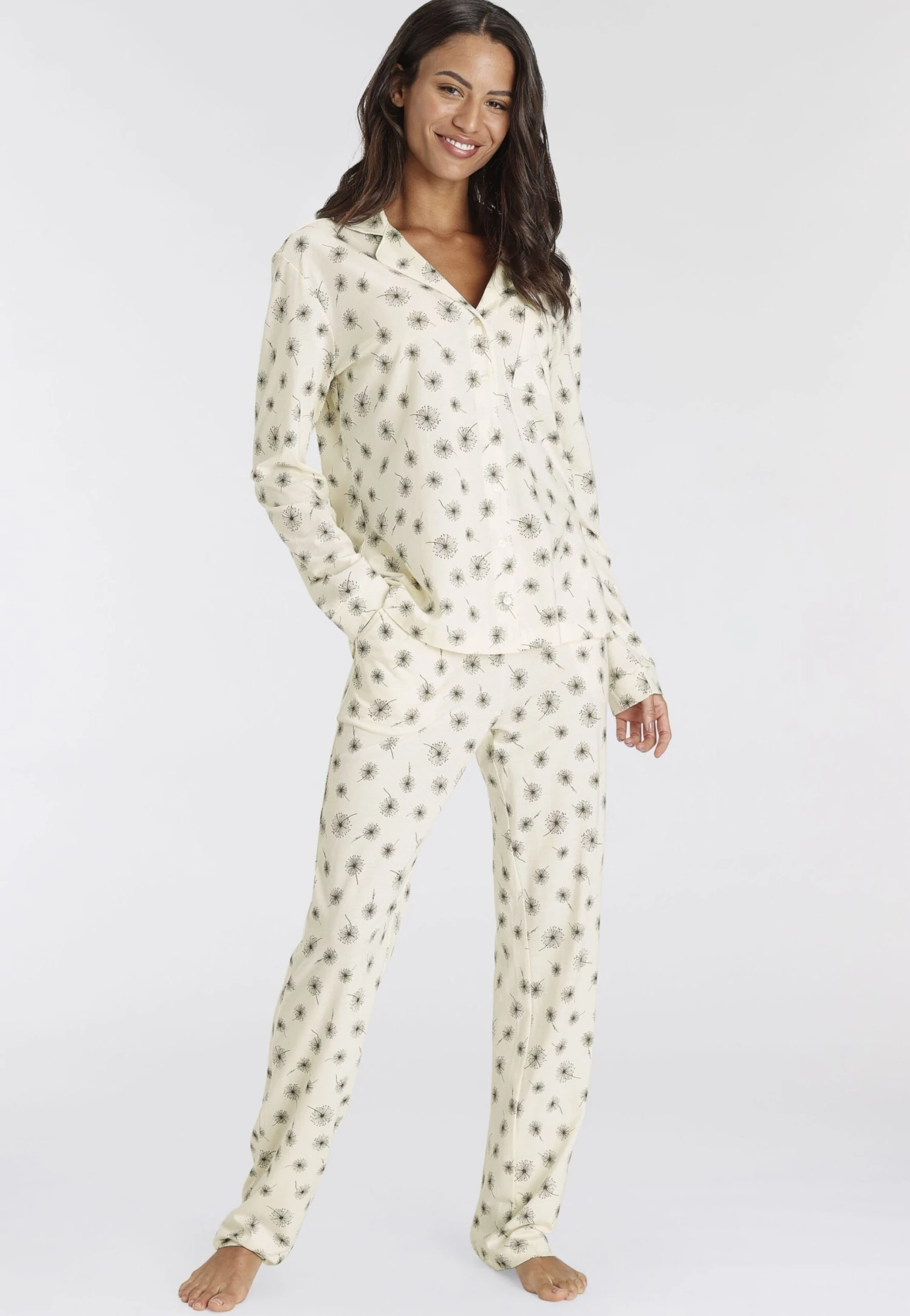 S.Oliver Pijama - Ecru Gemustert