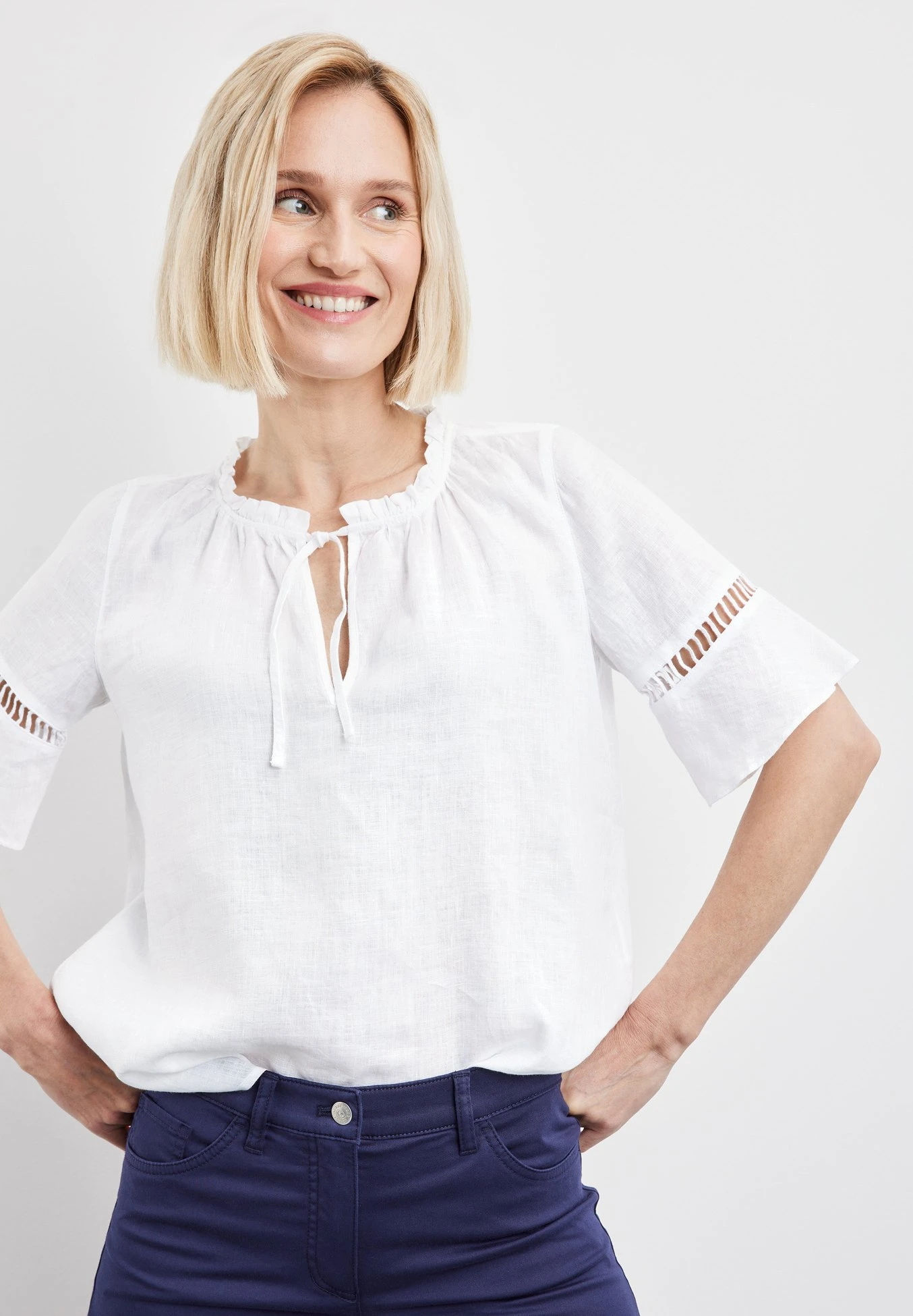 Gerry Weber Kurzarm Halbarm AusMit Trompetenä - Blusa - Weiß Weiß - Imagen 4