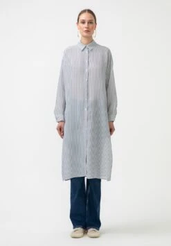 Striped Tunic With Slit - Túnica - Dark Blue