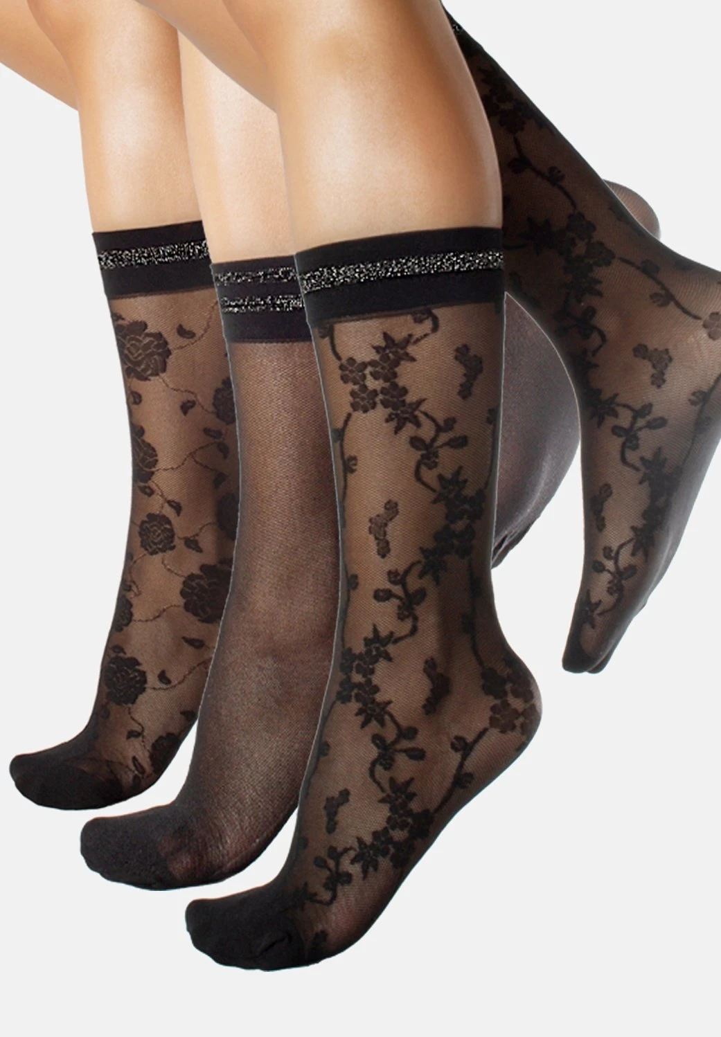 Floral Pattern 20 Den 3 Pack - Calcetines - Black - Imagen 4