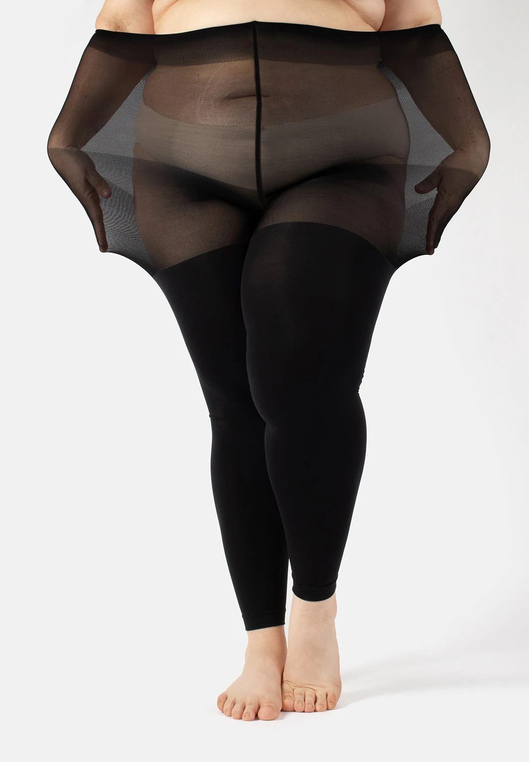Plus Size Footless Tights - 100 Den - Medias - Black - Imagen 3