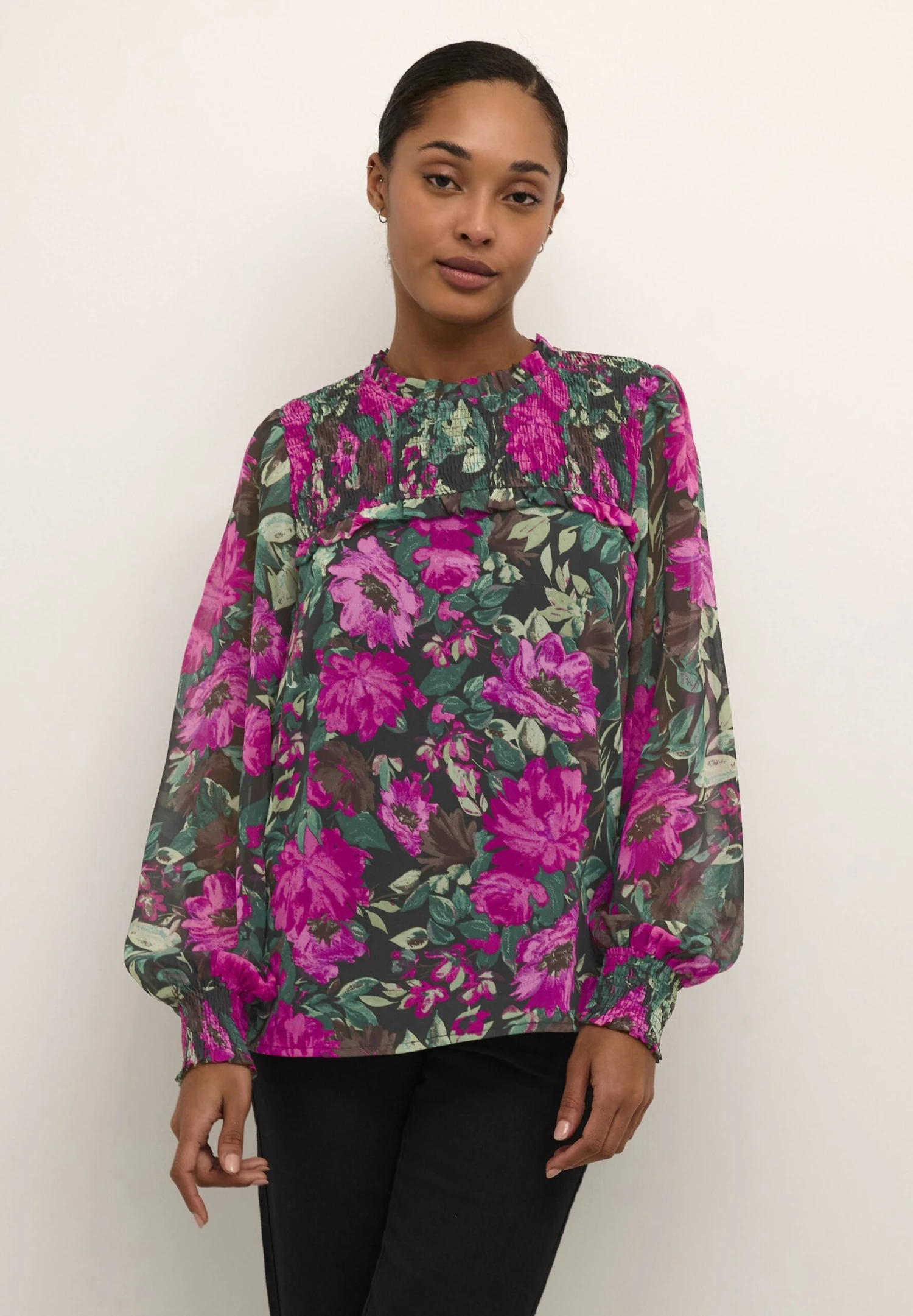 Kaffe Willa - Blusa - Fuchsia Flower Print