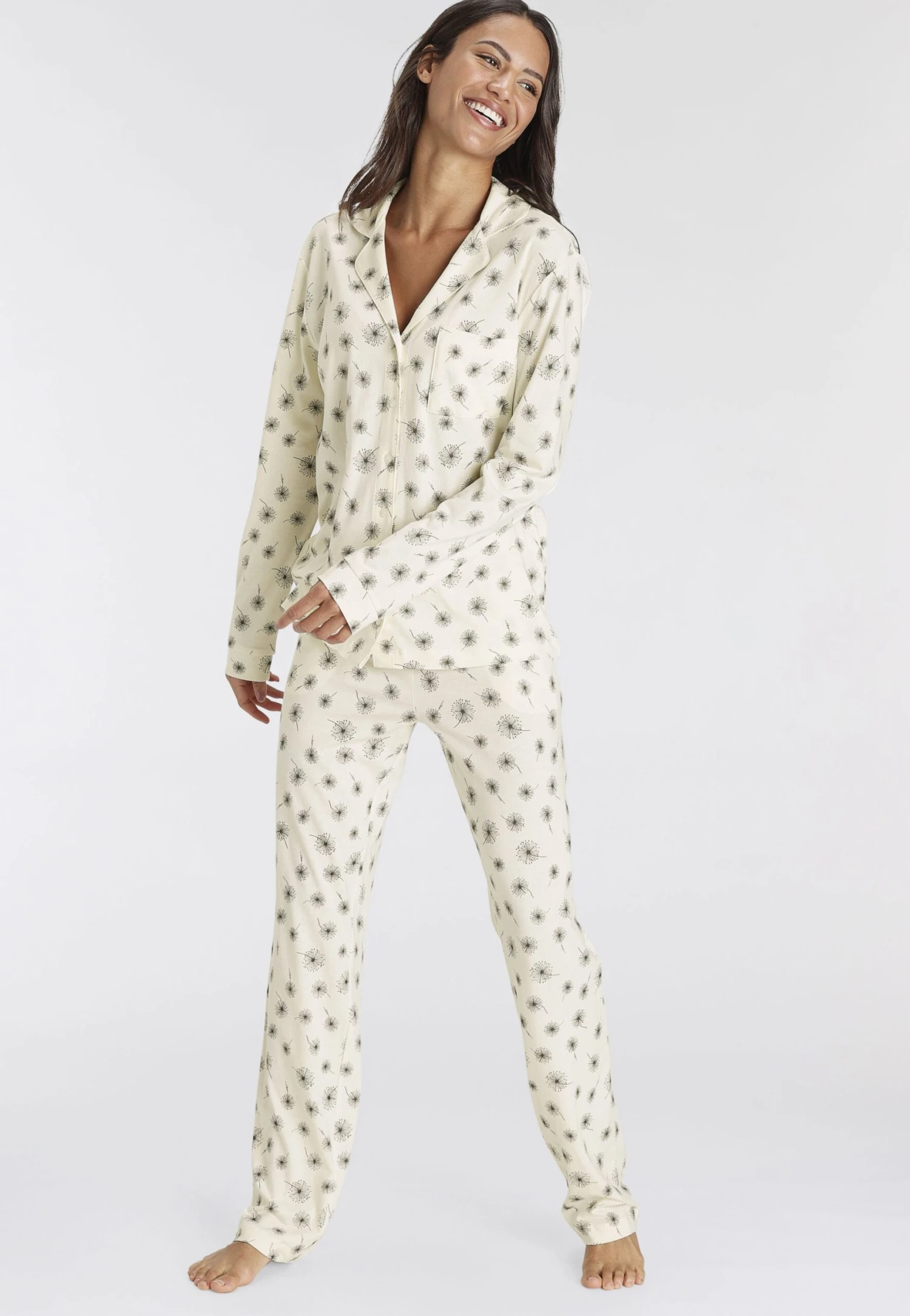 S.Oliver Pijama - Ecru Gemustert - Imagen 2