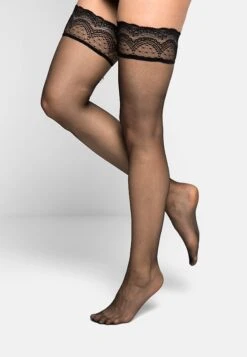 Falke Invisible Deluxe 8 Denier Stay Ups Ultra-Transparent Matt - Calcetines Por Encima De La Rodilla - Black