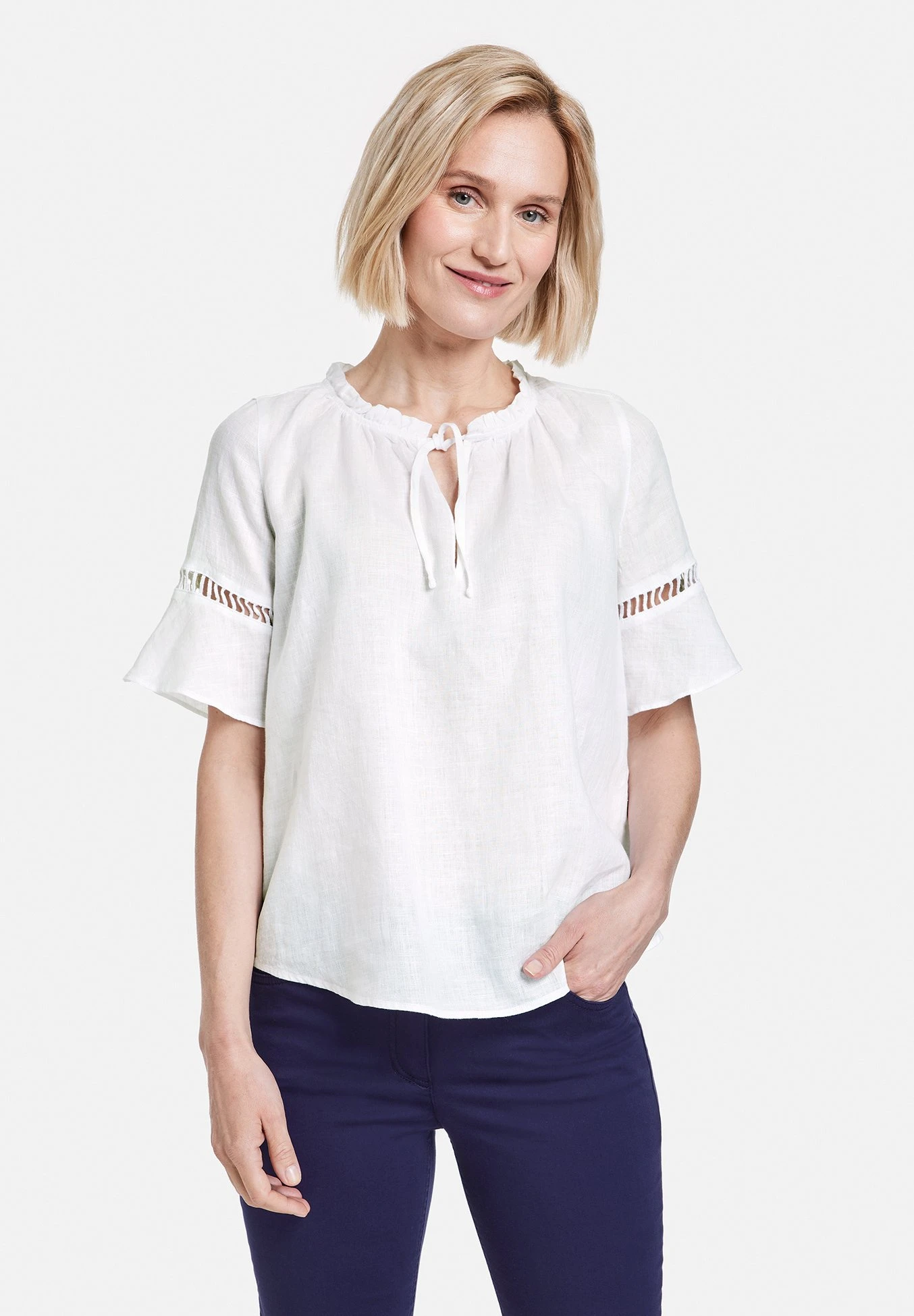 Gerry Weber Kurzarm Halbarm AusMit Trompetenä - Blusa - Weiß Weiß