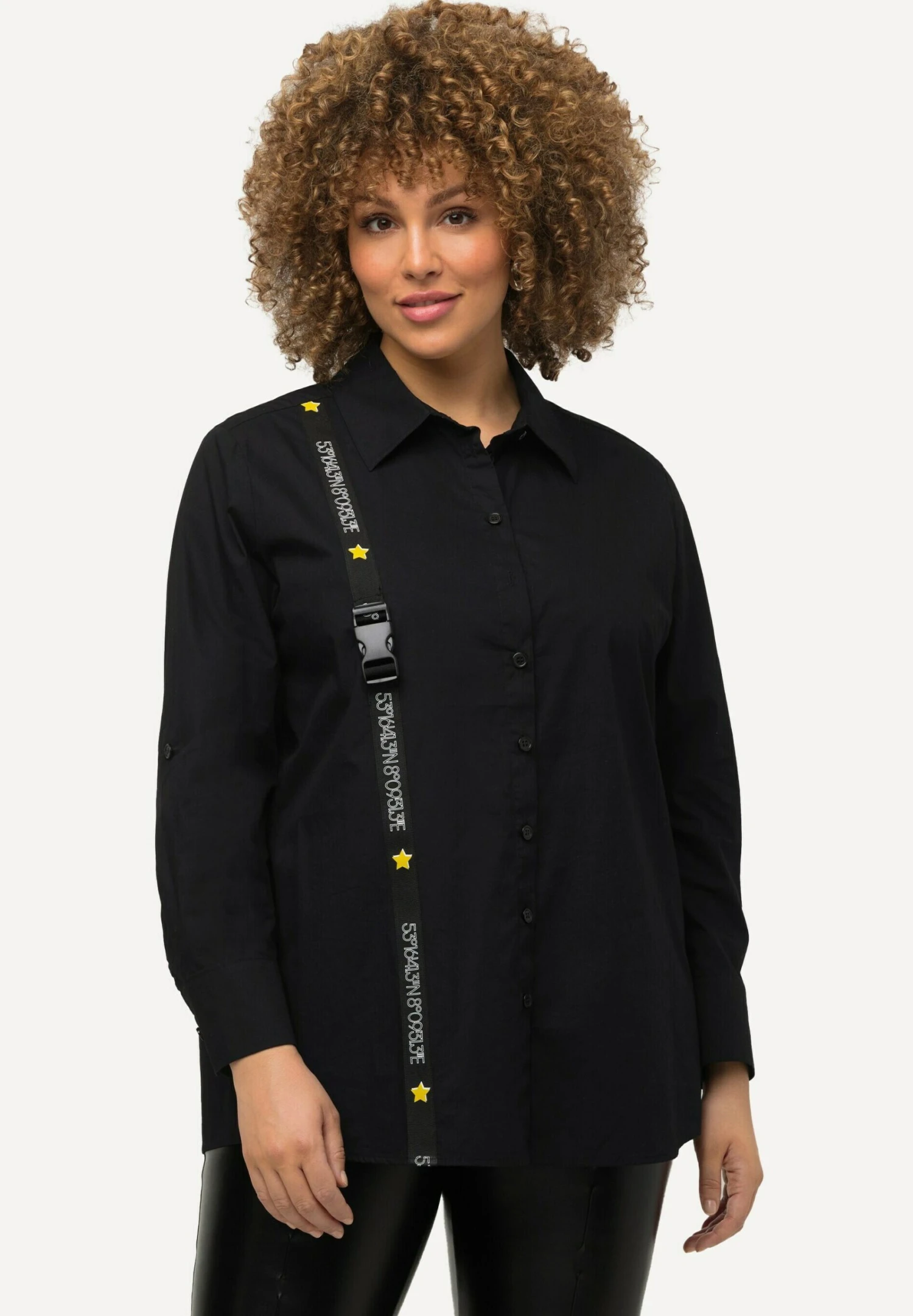 Ulla Popken Ripsband Schnalle Hemdkragen Langarm - Camisa - Schwarz