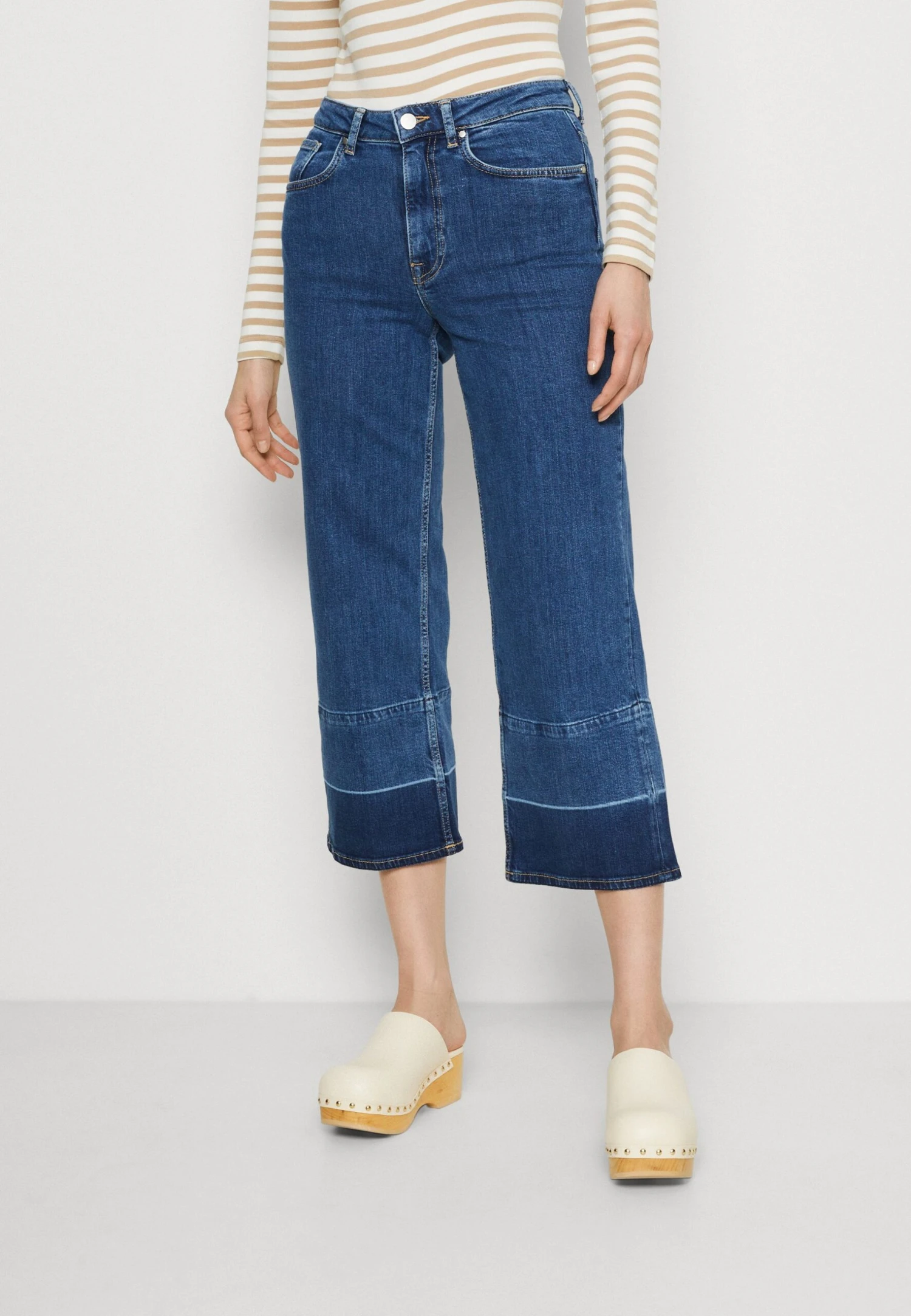 Gant Cropped Wide - Vaqueros Boyfriend - Mid Blue Worn