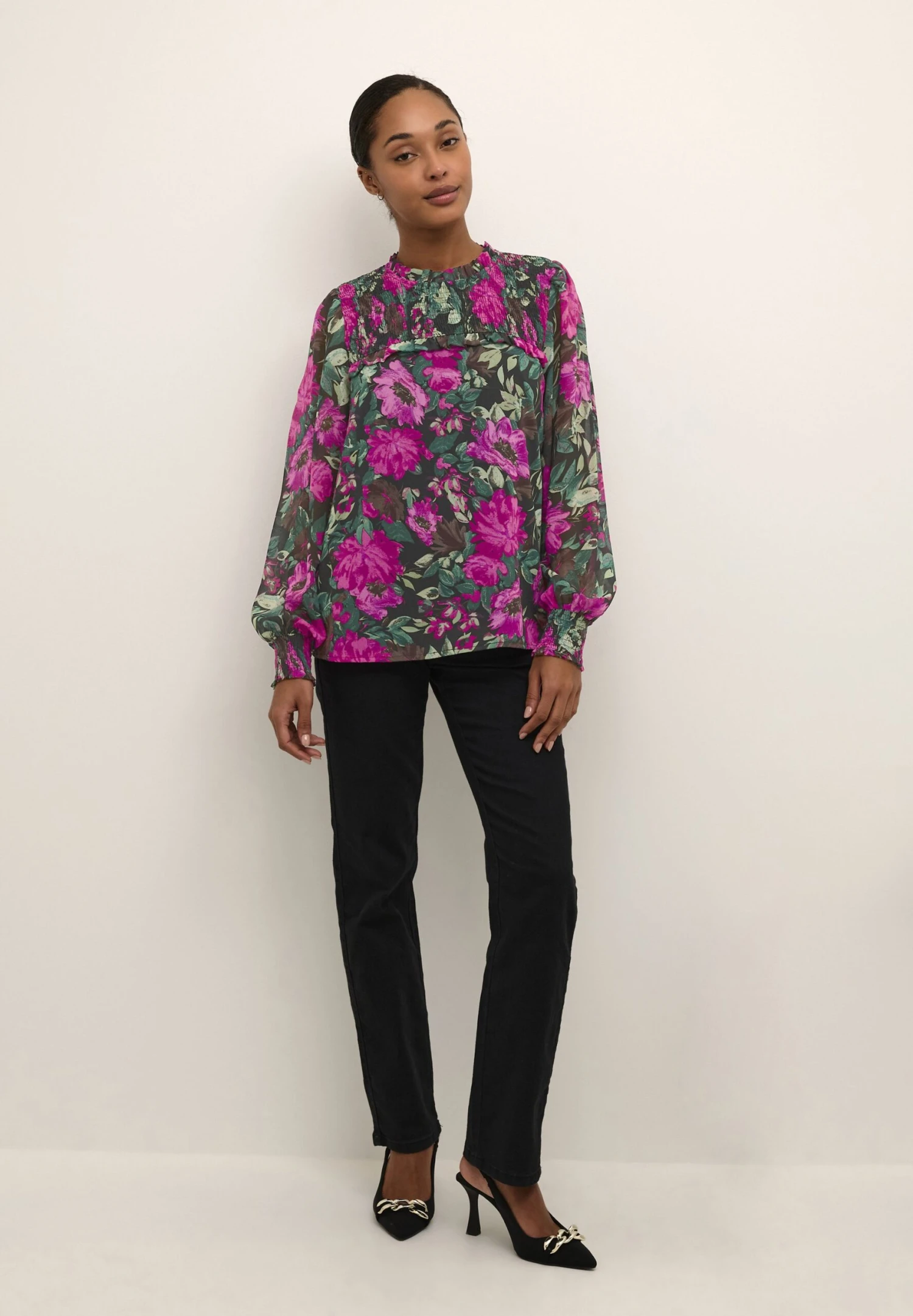 Kaffe Willa - Blusa - Fuchsia Flower Print - Imagen 2