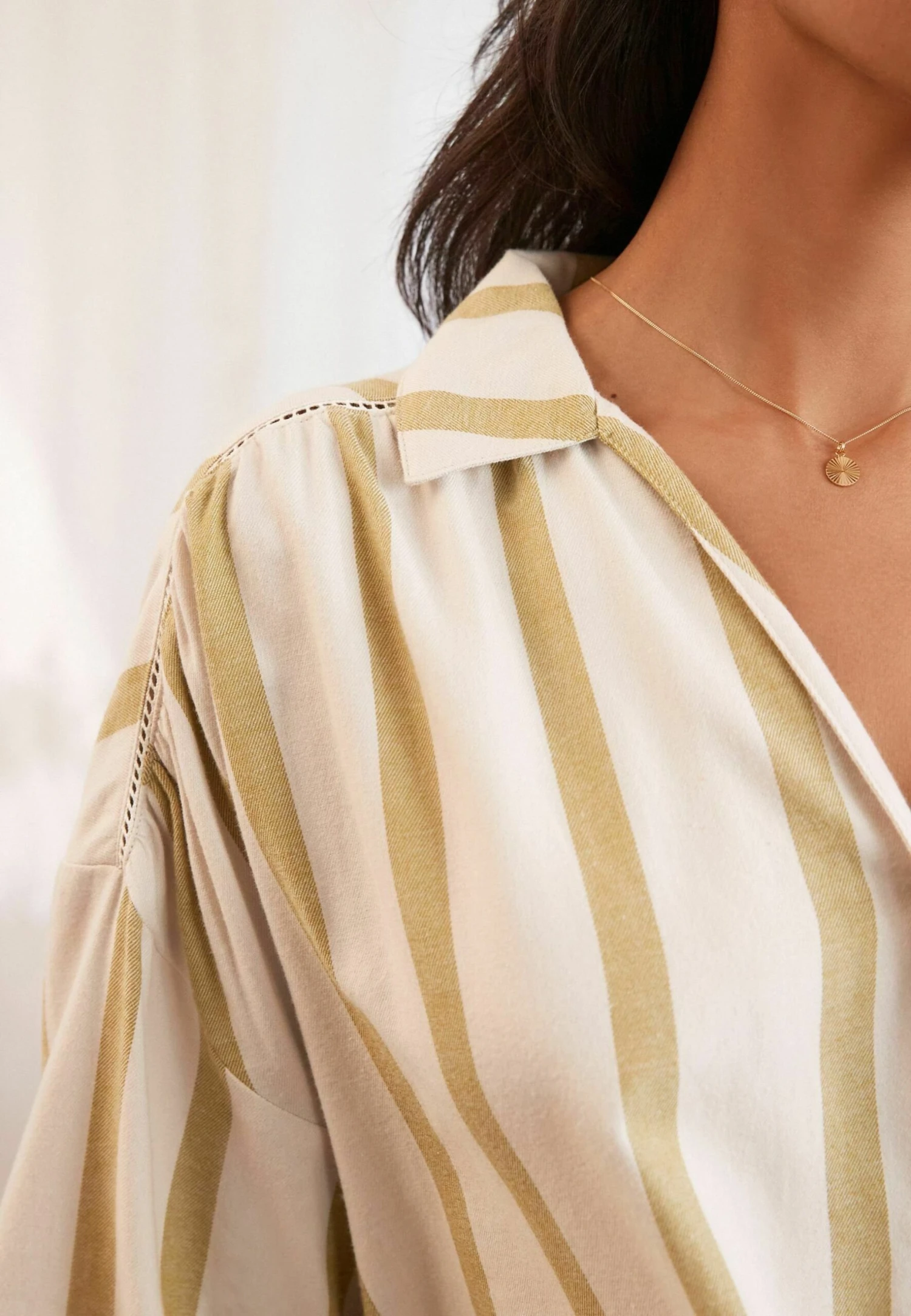 Next Woven Button Through Set Standard - Pijama - Green Stripe