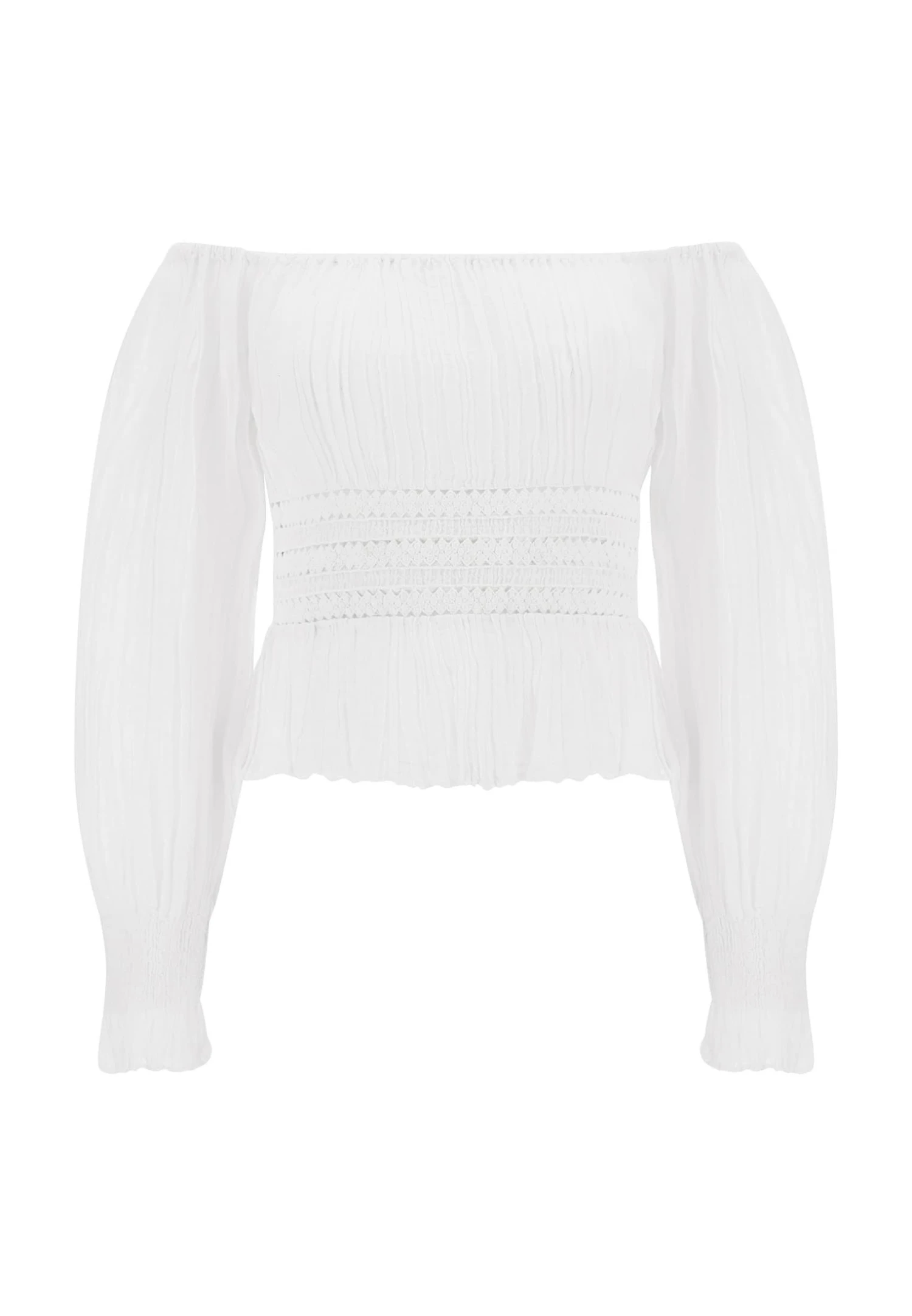 Guess Schulterfreies- Blusa - Weiß - Imagen 4