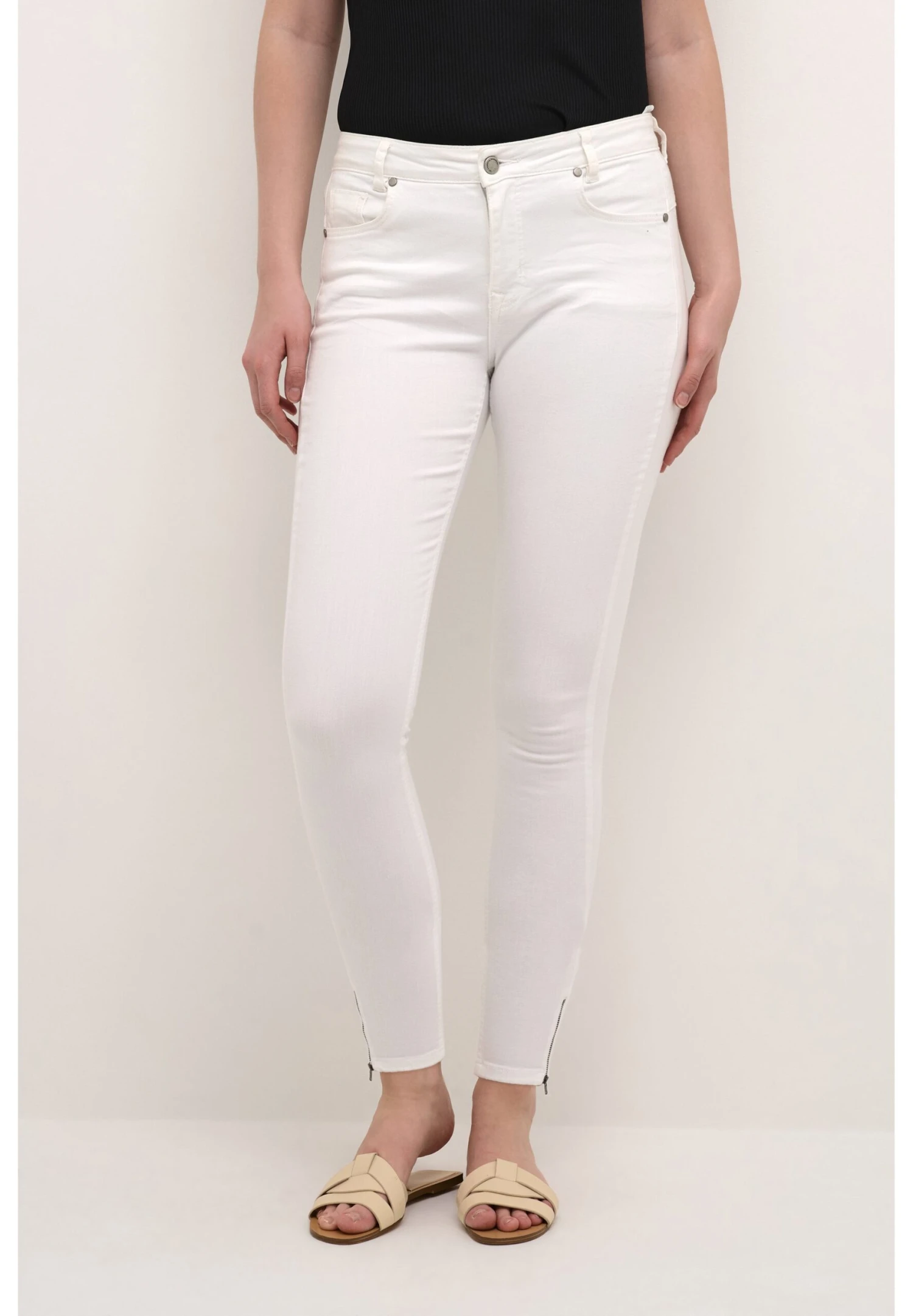 Celinazip High - Vaqueros Slim Fit - White Wash