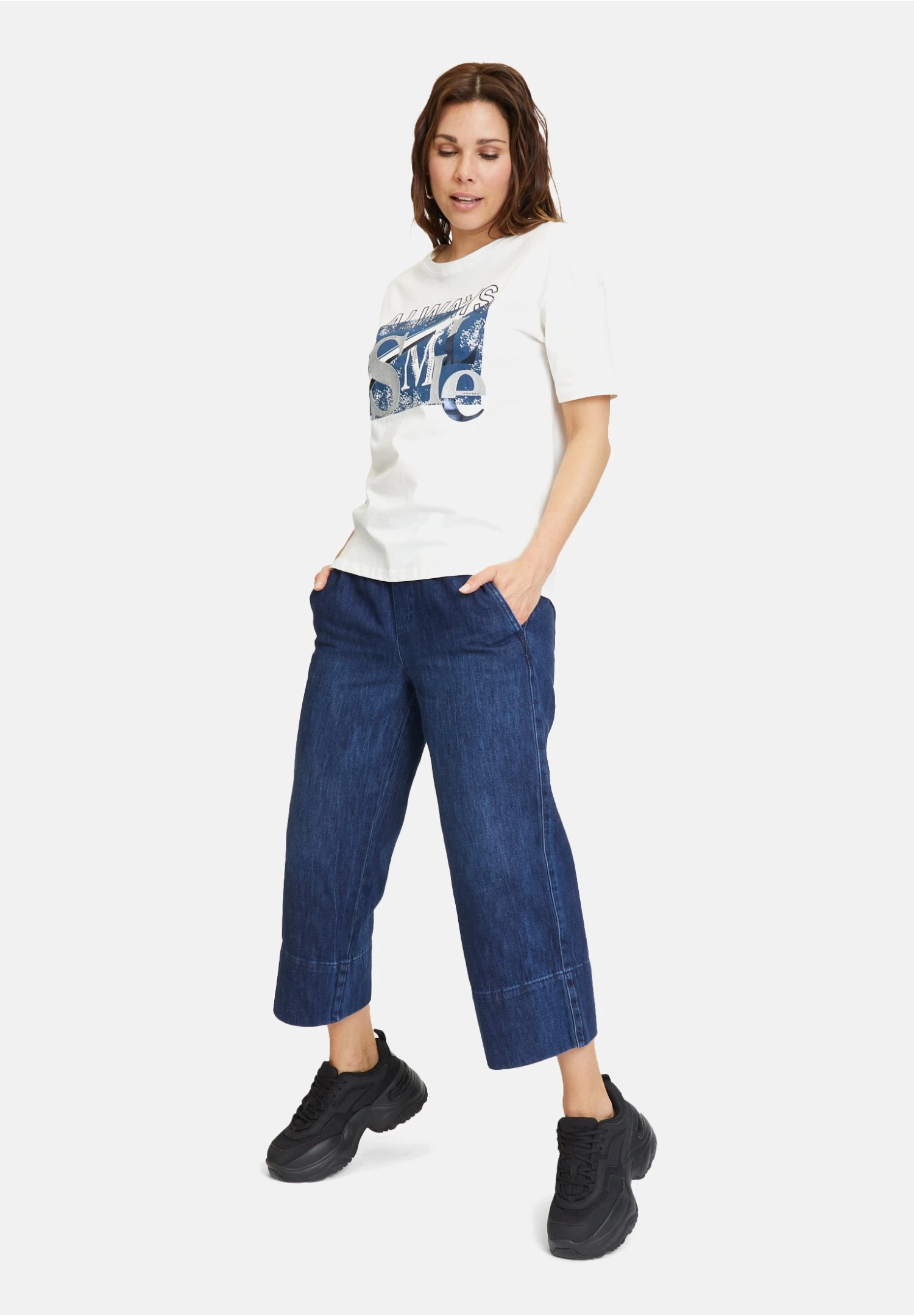 CARTOON Culotte Mit Eingrifftaschen - Vaqueros A Campana - Dark Blue Denim - Imagen 2