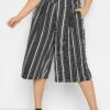 Stripe Print Culottes - Shorts - Black
