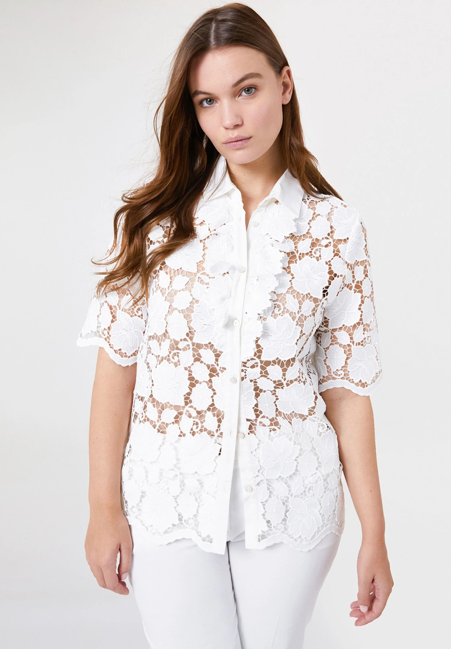 ELENA MIRO Makrame - Camisa - Bianco