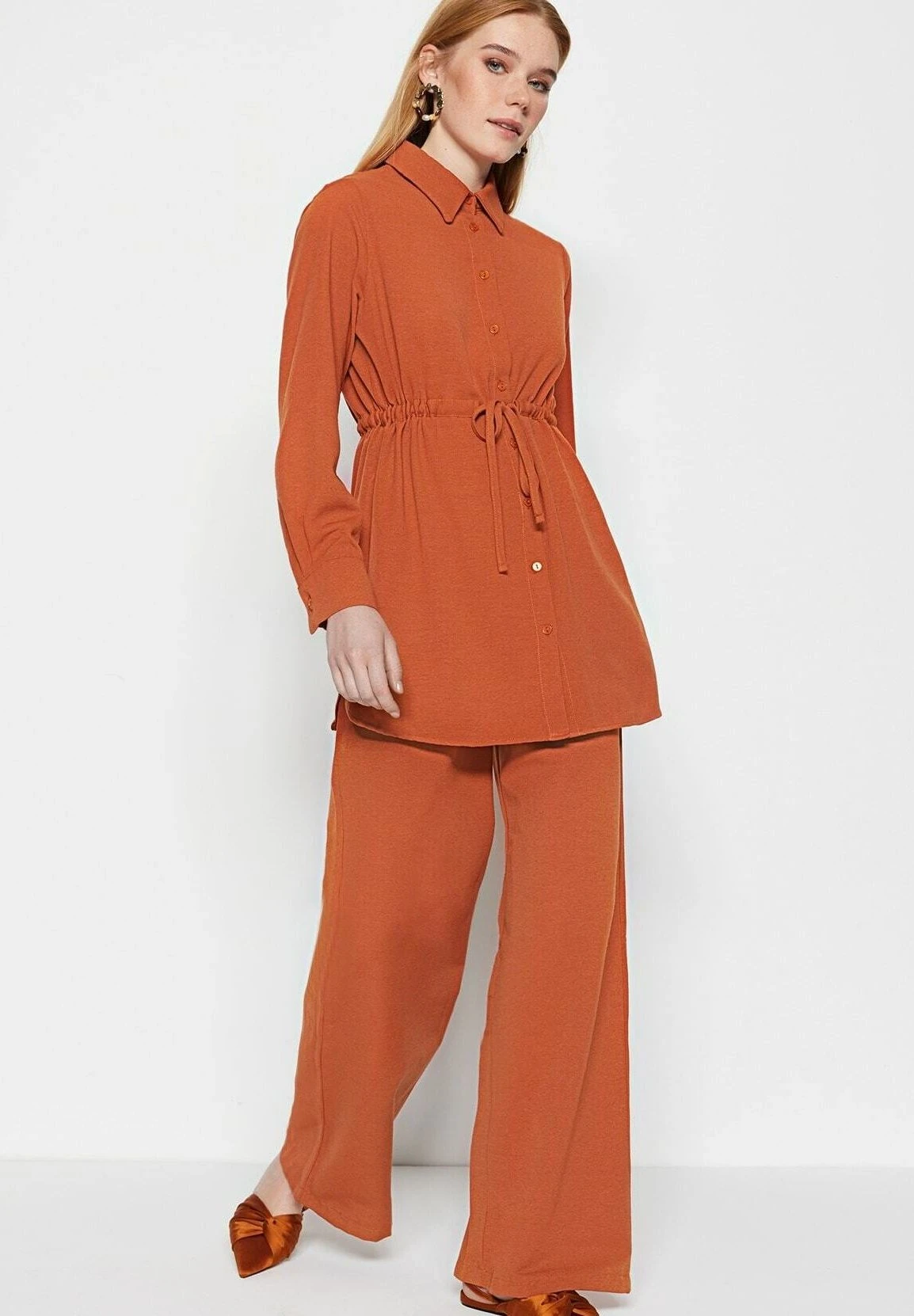 Modest Two Piece Set - Pantalones - Brown