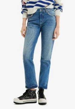Desigual Rhinestone Detailtraight - Vaqueros Rectos - Blue