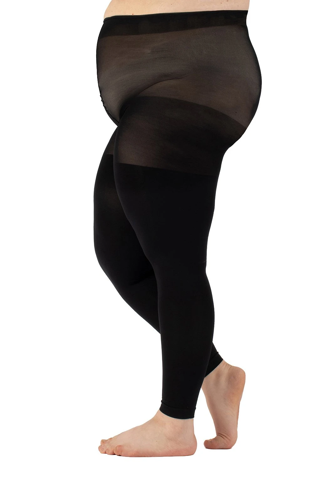Plus Size Footless Tights - 100 Den - Medias - Black - Imagen 4