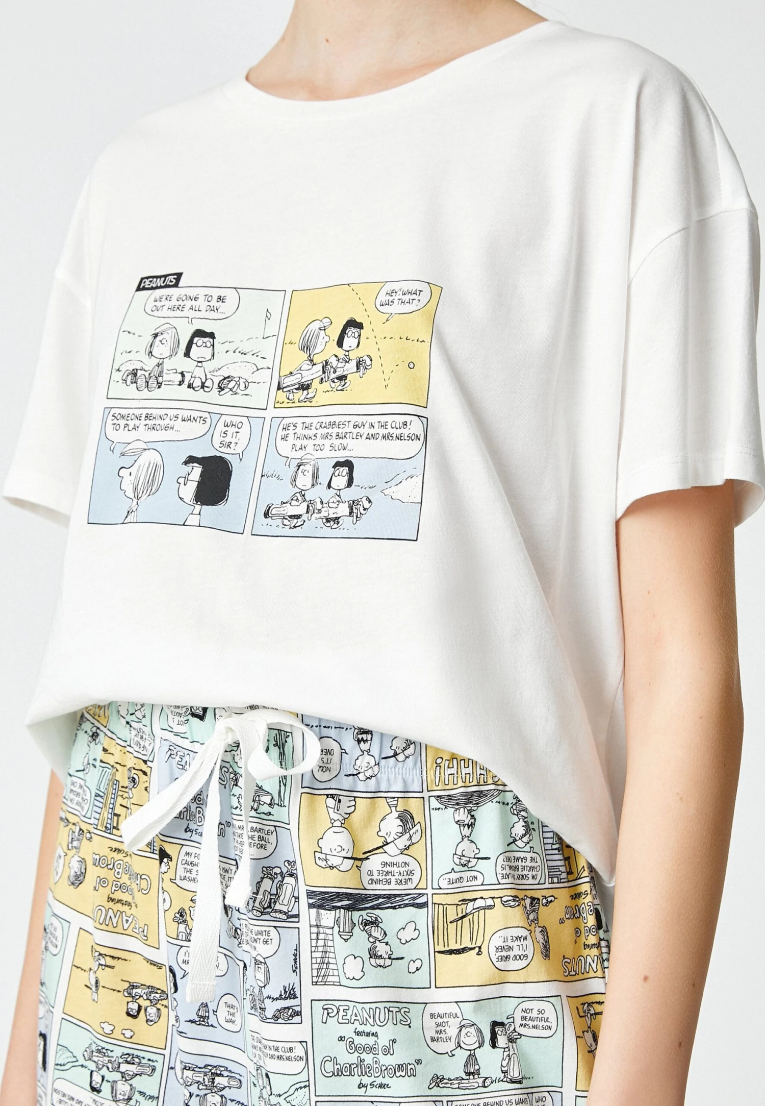 Koton Crew Neck Short Sleeve Snoopy Licensed Set - Pijama - White - Imagen 4