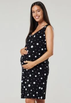 Happy Mama Breastfeeding Labour - Camisón - Black With Stars
